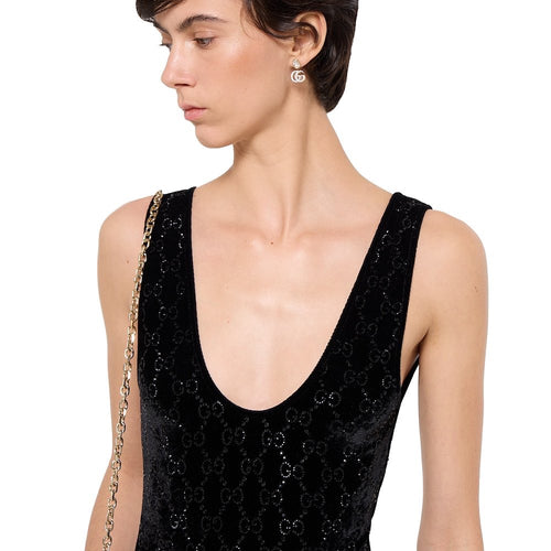 Gucci GG Velvet Monogram Bodysuit – Noir