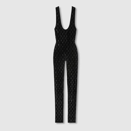 Gucci GG Crystal Velvet Catsuit – Noir Éclat