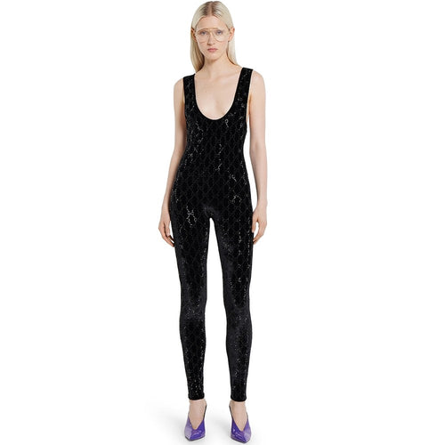 Gucci GG Crystal Velvet Catsuit – Noir Éclat