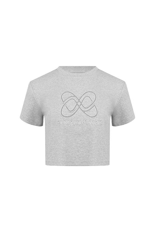 Anine Bing Sport Club Embroidered Cropped Tee – Heather Grey