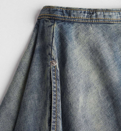 Christian Dior Chambray A-Line Midi Skirt with CD Charm