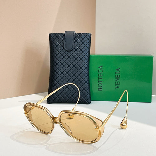 Bottega Veneta Sculptural Curve Temple Sunglasses – Multiple Colors
