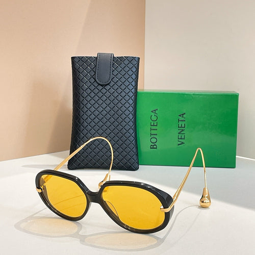 Bottega Veneta Sculptural Curve Temple Sunglasses – Multiple Colors