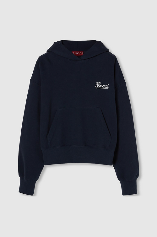 Gucci Cotton Jersey Hooded Sweatshirt – Black with Mini Signature