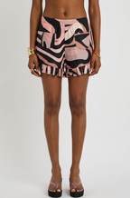 Pucci Marmo Rosé Ruffle Silk Shorts