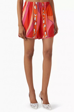 Pucci Marmo Rosé Ruffle Silk Shorts