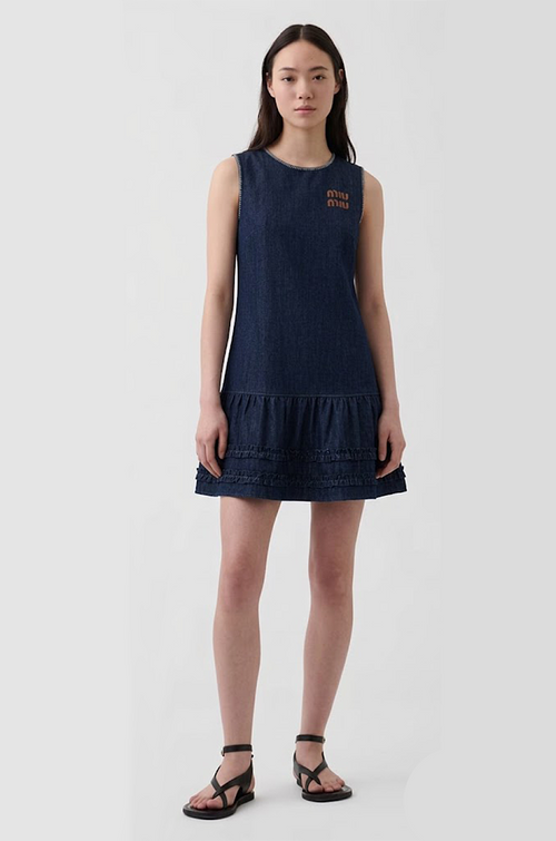 Miu Miu Indigo Ruffle Hem Denim Mini Dress – LUXE LIVING FASHIONS
