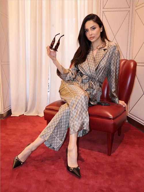 Gucci Monogram Silk Pajama Set