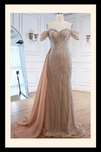 Valentina Royale – Diamond Mesh Beaded Strapless Gown