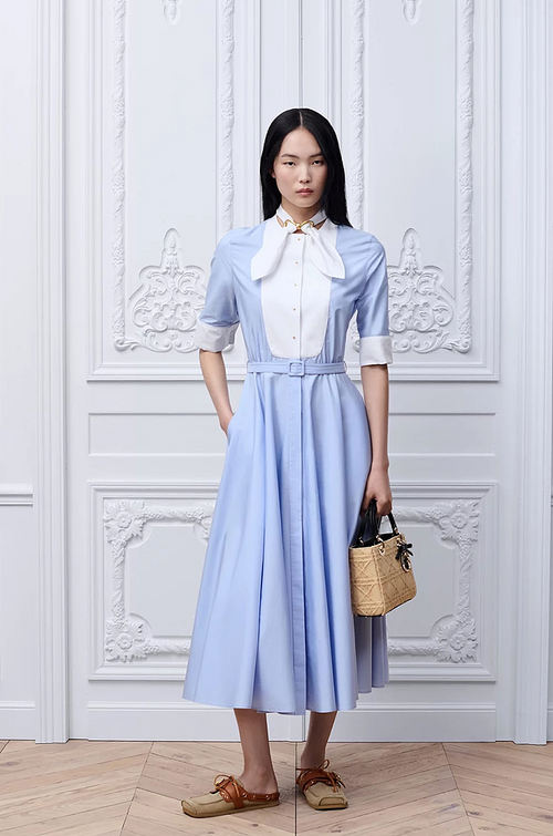 Dior — “Bleu Discipline” Structured Midi Dress