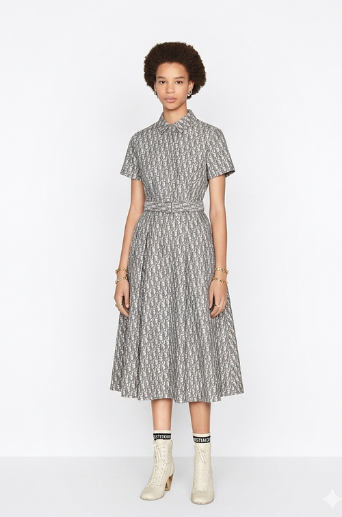 Dior — “Monogram Discipline” Pleated Midi Dress