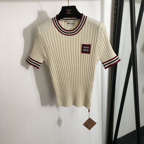 Miu Miu Knit Pleated Mini Skirt — Cream (Skirt Only)