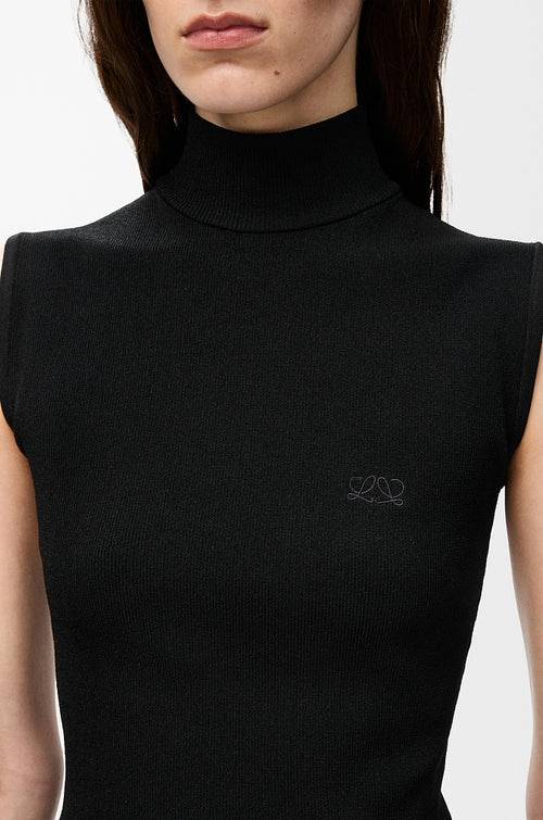 Loewe Anagram Sculpt Knit Turtleneck Top — Noir