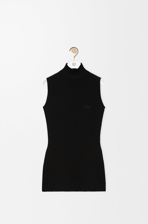 Loewe Anagram Sculpt Knit Turtleneck Top — Noir