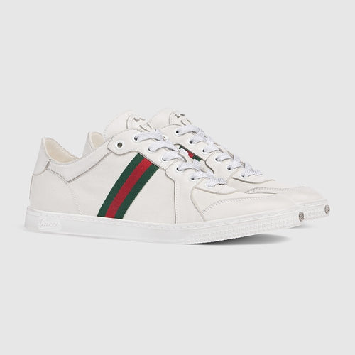 Gucci Ace Leather Web Sneaker (White)
