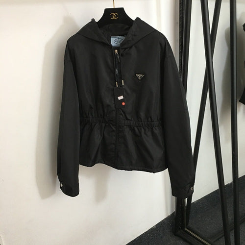 Prada-Inspired Nylon Hooded Windbreaker Jacket
