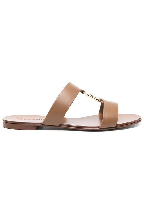 Dolce & Gabbana “Caramel Bianca” Logo Slide Sandal