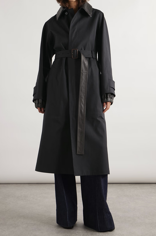 Bottega Veneta Woven-Collar Belted Trench Coat
