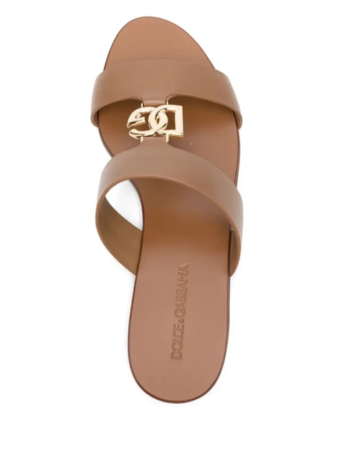 Dolce & Gabbana “Caramel Bianca” Logo Slide Sandal