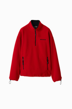Miu Miu Logo Half-Zip Fleece Pullover in Red