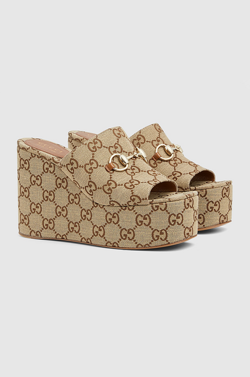 Gucci “Heritage Ascend” Monogram Wedge Mule