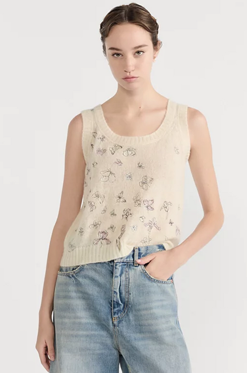 Christian Dior Butterfly-Embroidered Knit Tank Top