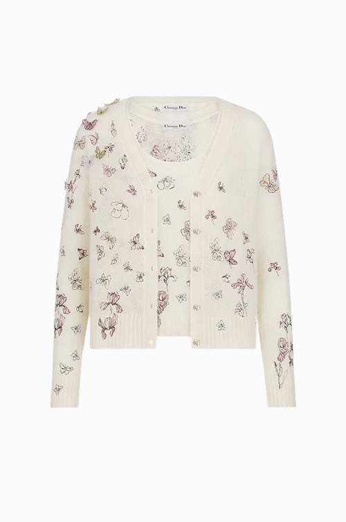 Christian Dior Butterfly Embroidered Knit Cardigan