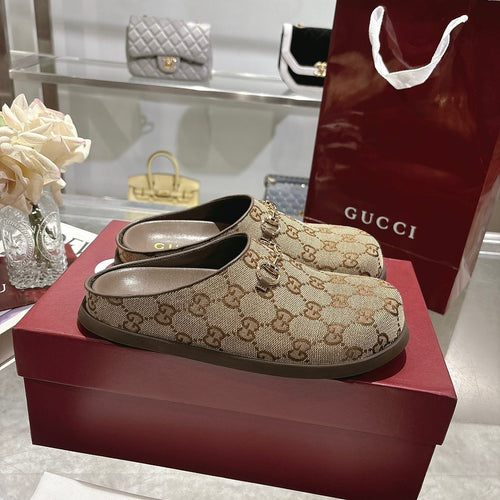 Gucci GG Supreme Horsebit Canvas Mules