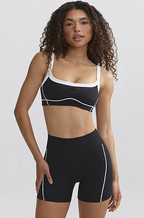 Contour Piped Performance Bra & Biker Short Set