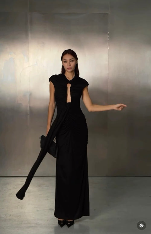 Schiaparelli Éclipse Découpée Ruched Column Gown