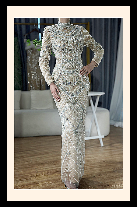 Eterna Aurelia Beaded Illusion Gown