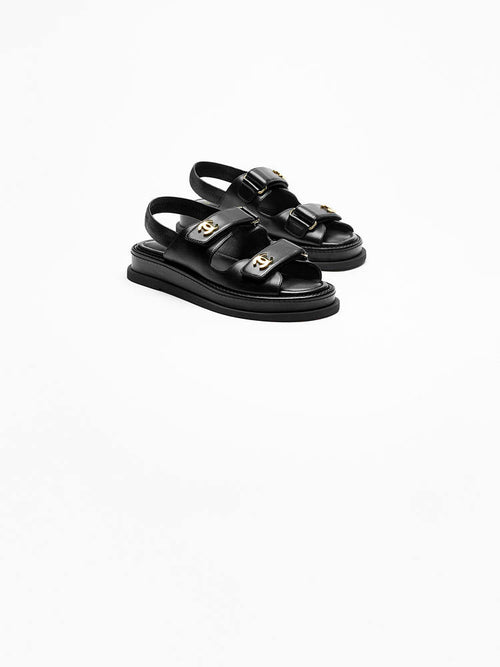 Chanel Interlock Signature Leather Sandals