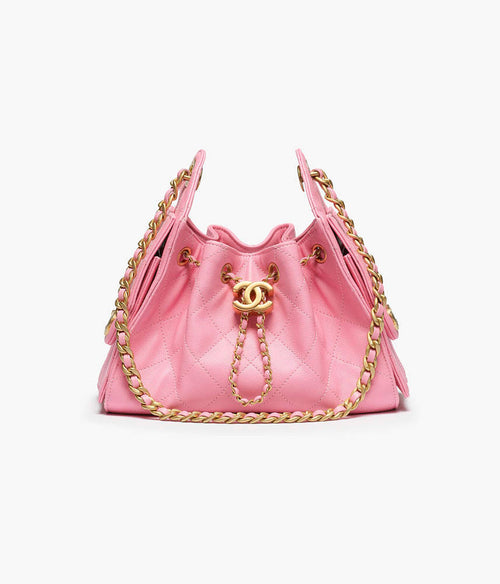 Chanel 25 Mini Handbag – Quilted Drawstring Chain Bag in Rose