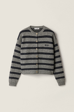 Miu Miu Striped Logo Button Cardigan – One Size