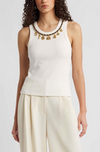 Chanel Éclat Charm Embellished Ribbed Tank