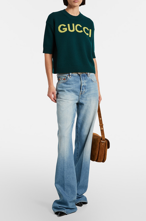Gucci Verde Script Knit Top