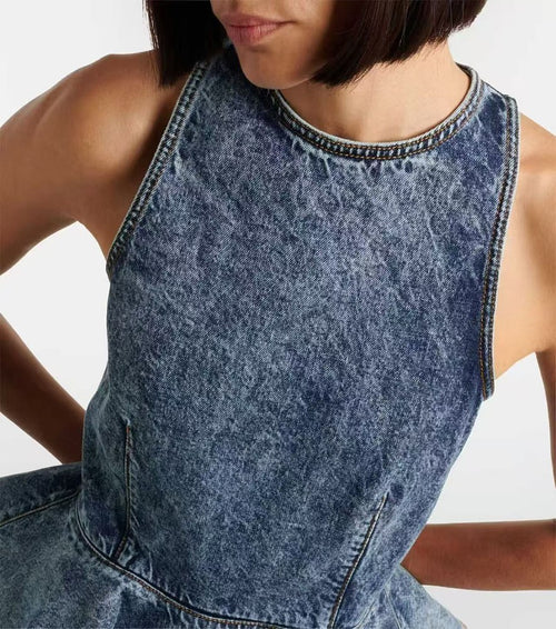 Alaïa Sculpted Denim Peplum Set