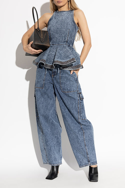Alaïa Sculpted Denim Peplum Set
