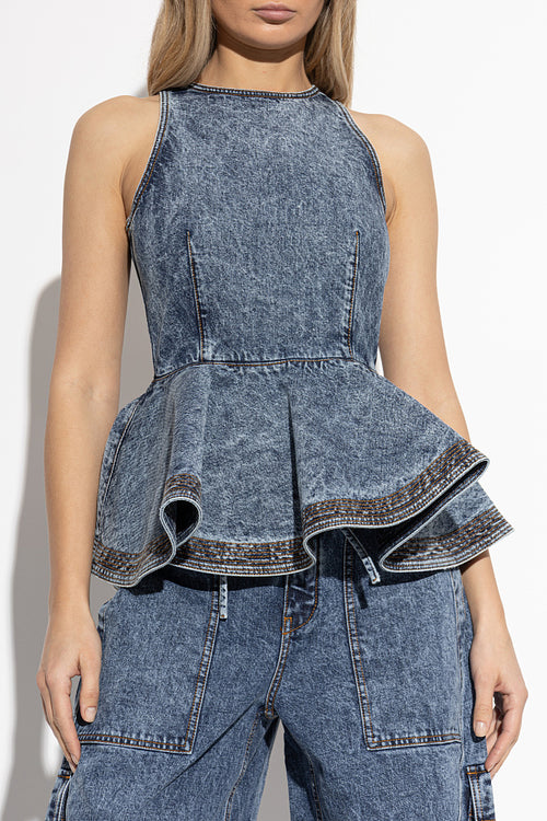 Alaïa Sculpted Denim Peplum Set