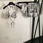 Dior Printed Bikini w Skirt Set