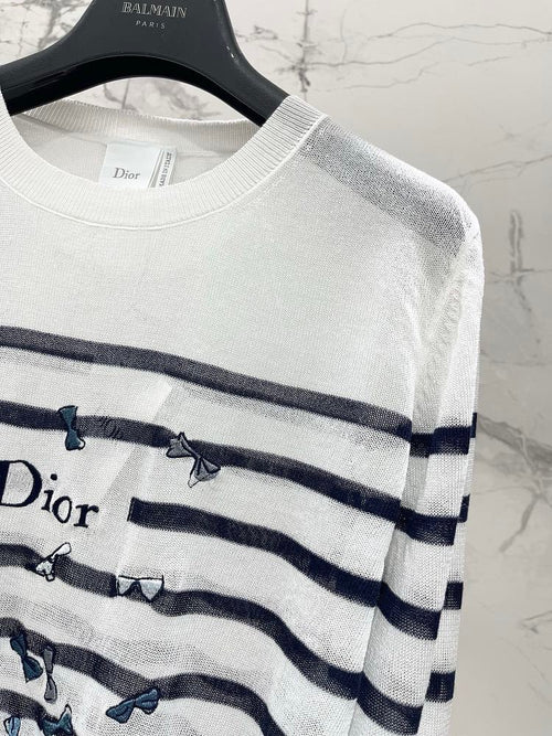 Dior Butterfly Intarsia Sheer Knit Top
