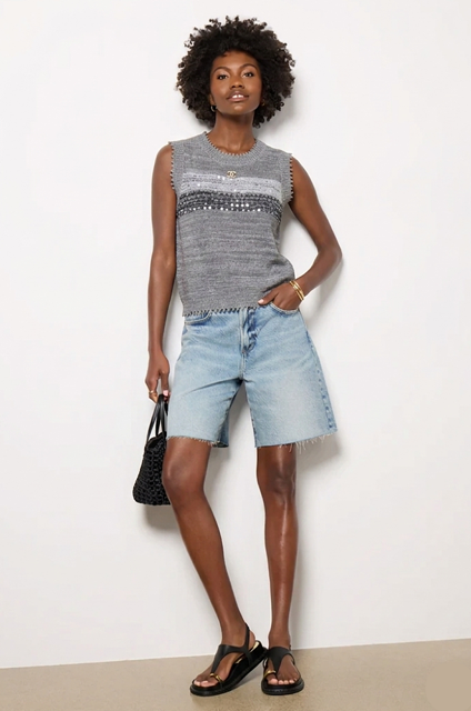 Chanel Sequin Stripe Knit Sleeveless Top
