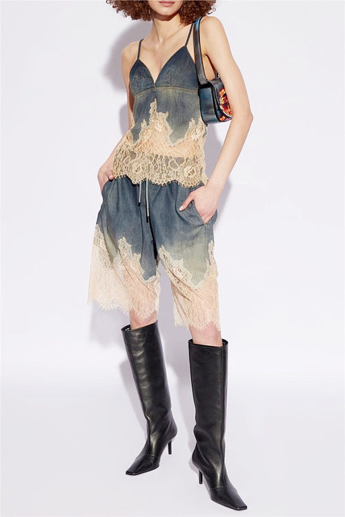 Bleu Lace Dégradé Denim Set