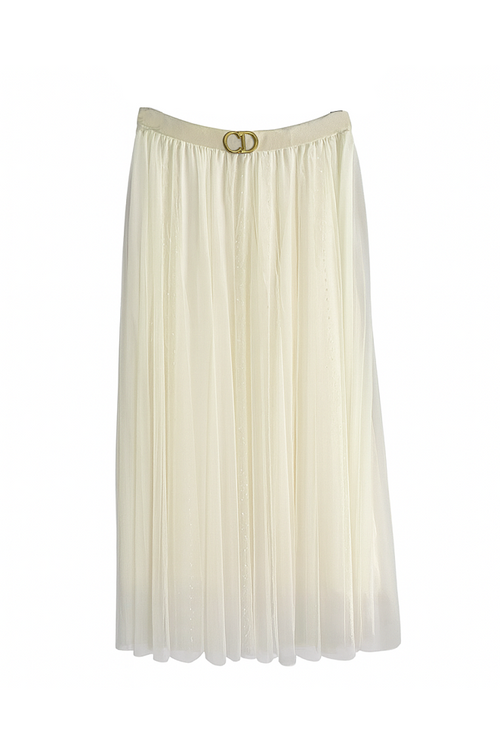 Dior-Inspired Ivory Tulle Midi Skirt – Luxury Life Collection