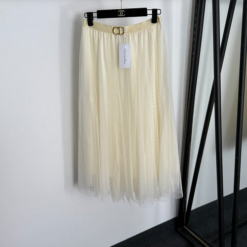 Dior-Inspired Ivory Tulle Midi Skirt – Luxury Life Collection