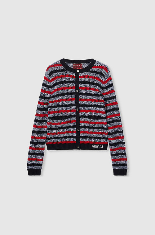 Gucci Striped Metallic Knit Cardigan