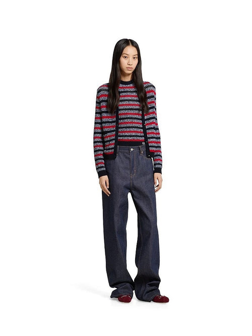 Gucci Striped Metallic Knit Cardigan