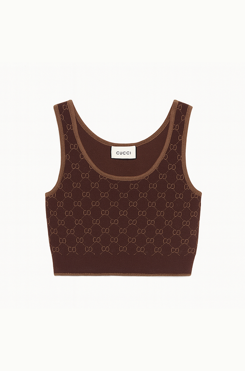 Gucci Brown Jacquard Tank Top