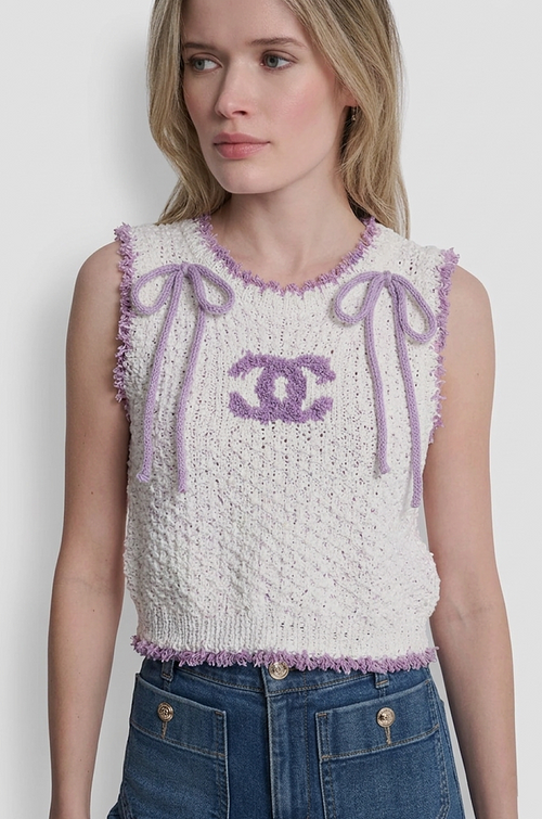 Chanel Lavande Bow Knit Vest