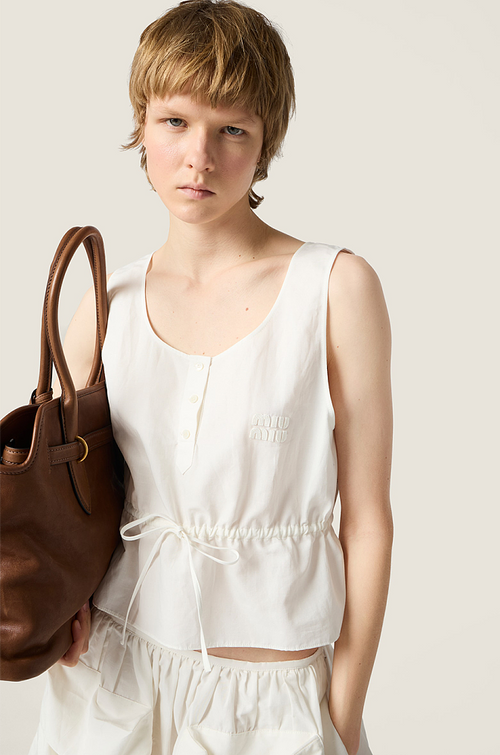 Miu Miu Éther Drawstring Poplin Top